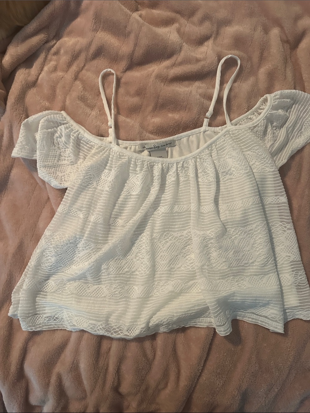 American Rag White Off-Shoulder Lace Camisole